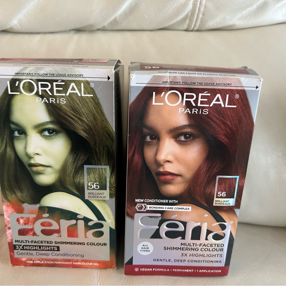 L'Oréal Feria Shimmering Hair Color 56 Auburn Brown Brilliant Bordeaux Lot of 2